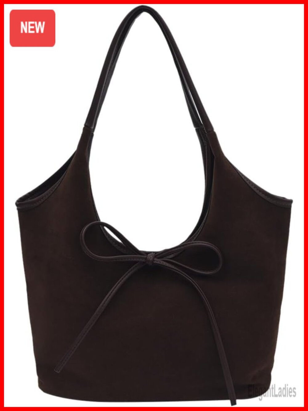 Faux Suede Hobo Tote Bag with Cross Lock - Picture 1 of 6